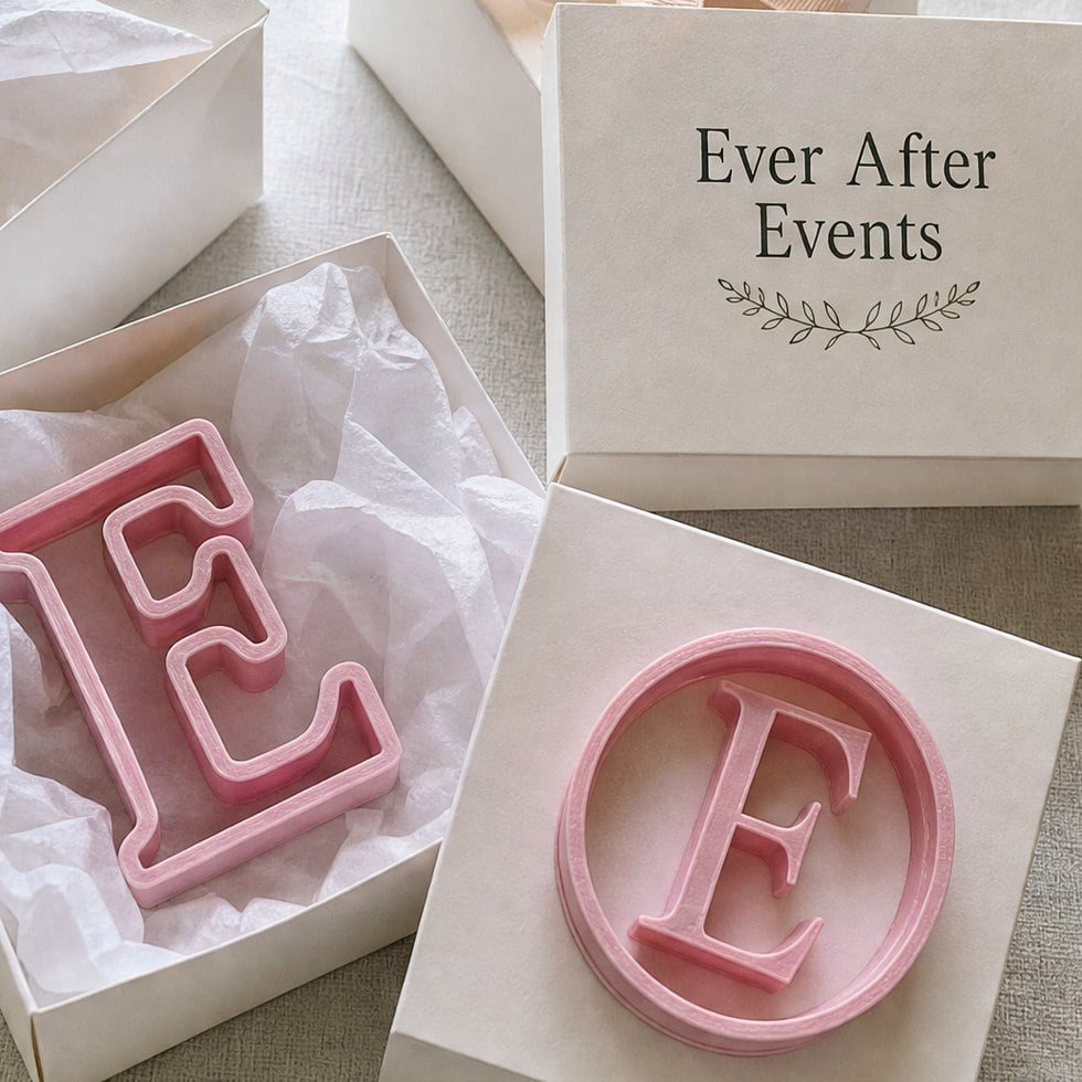 Customized cookie cutters for weddings and party favors
