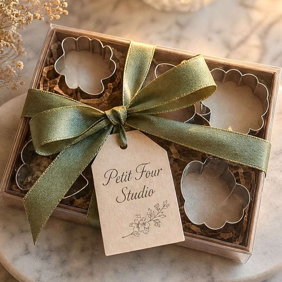Personalized cookie cutters styled as a gift set